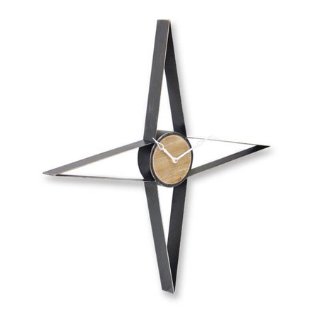 MELROSE INTERNATIONAL Melrose International 82757DS 27.25 x 27.25 in. Iron & MDF Wall Clock - Black; Brown & White 82757